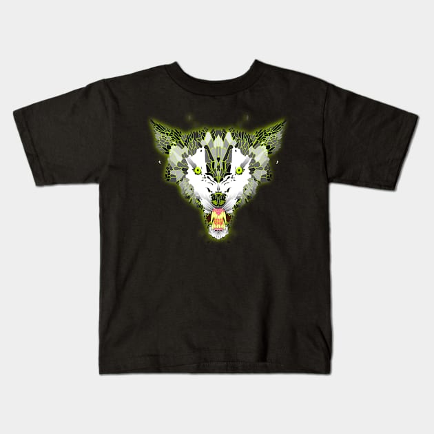 Wolf Head Desing Kids T-Shirt by lopron